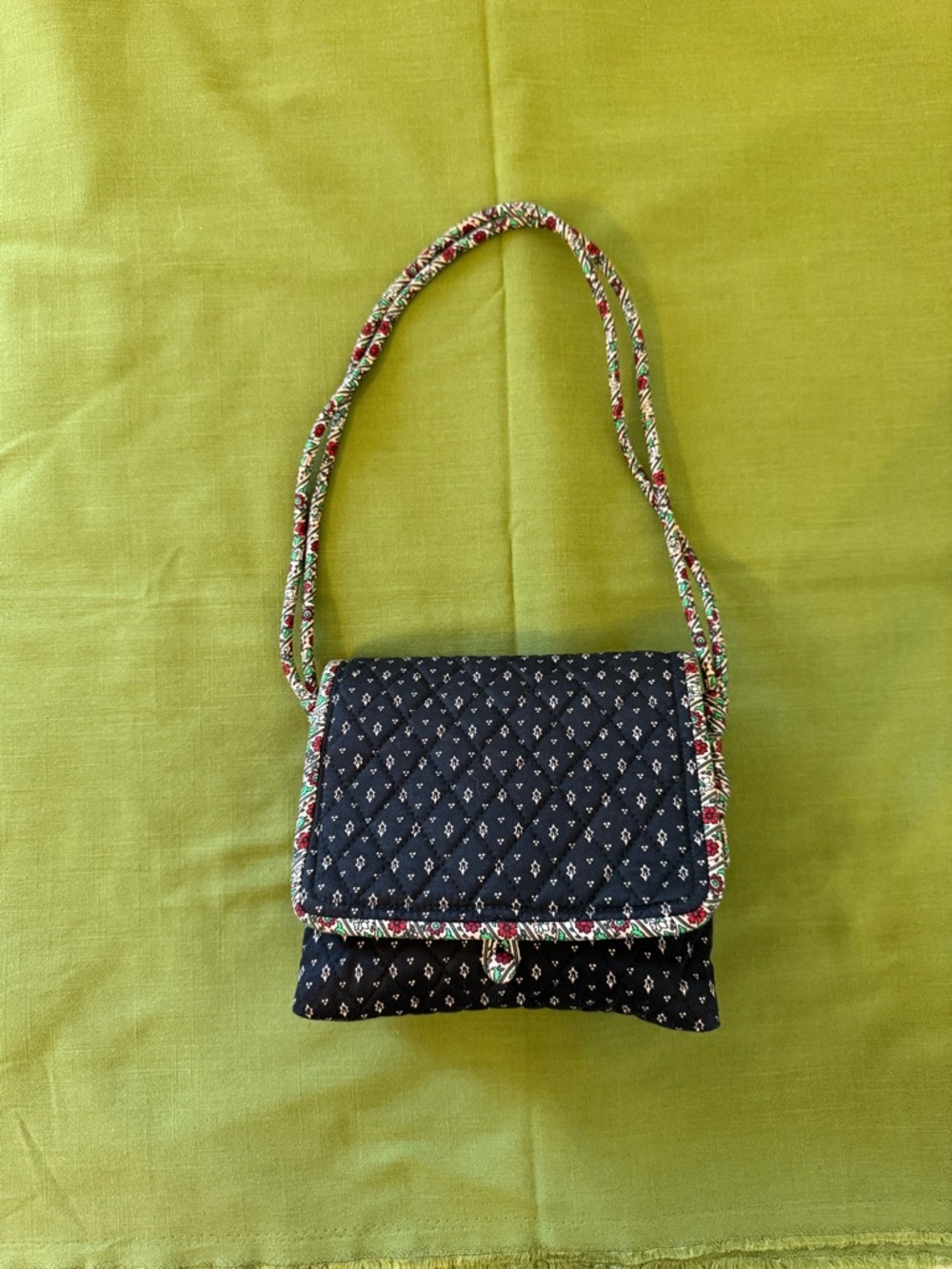 Vera Bradley Navy Quilted Crossbody with Multicolor Trim